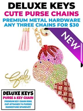 DeLuxe Keys Rhinestone Keychain/Purse Chain 3Scoop Ice Cream